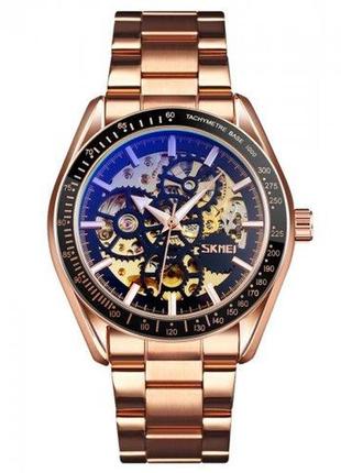Чоловічий наручний механічний годинник з автопідзаводом skmei 9194rg rose gold