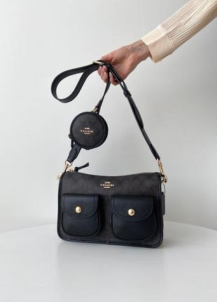 Coach pennie crossbody with coin case in signature canvas жіноча шкіряна сумочка месенджер поштальйонка сумка коуч коач подарунок дівчині дружині