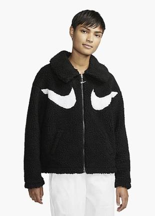 Женская куртка nike sportswear swoosh плюшевая шубка шерпа с полной молнией шуба тедди2 фото