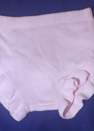 Трусики чудесные вязаные натуральные, хлопок, трусы шорты девочке 9-12 месяцев, новые с биркой1 фото