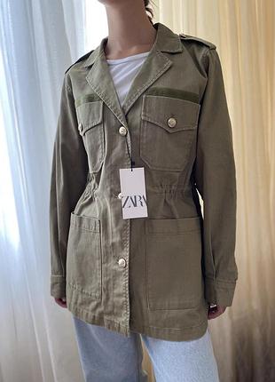 Котонова ветровка парка zara хакі розмір xs-s