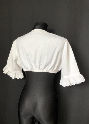 Белая блузка дирндль кроп-топ винтаж хлопок кружево бельевой стиль романтик2 фото