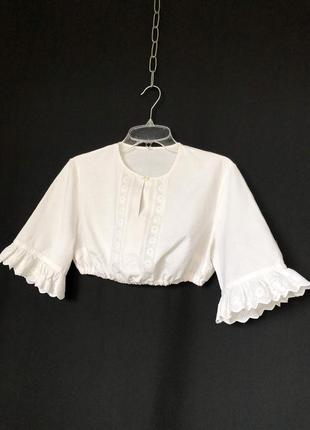 Белая блузка дирндль кроп-топ винтаж хлопок кружево бельевой стиль романтик4 фото