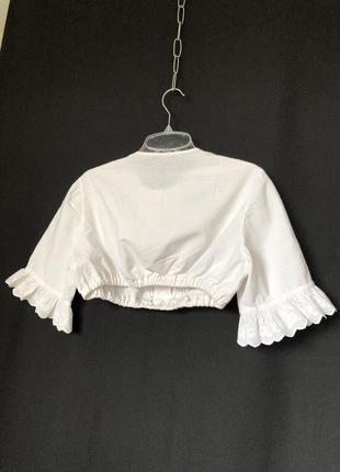 Белая блузка дирндль кроп-топ винтаж хлопок кружево бельевой стиль романтик5 фото