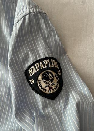 Napapijri рубашка голубая в белую полоску, размер m6 фото