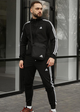 Костюм adidas черный + барсетка в подарок