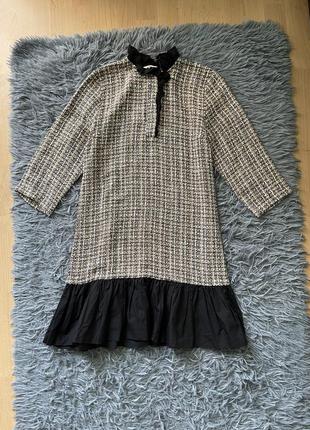 Zara стильное твидовое платье