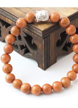 Браслет "голова будди" червоний авантюрин