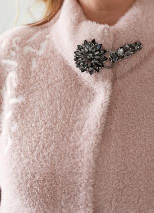 Женское  пальто из  альпаки розового цвета   52-564 фото