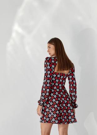Шелковое красное женское модное платье мини длины с пышной юбкой солнце клеш 42, 44, 463 фото