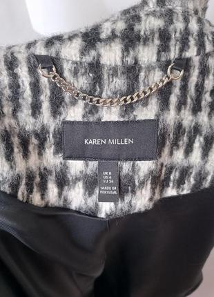 Шерстяное пальто karen millen. длинное пальто. пальто в клетку.5 фото