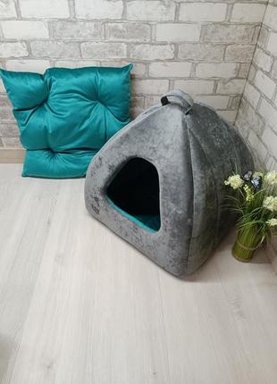 Будиночок-юрта, спальне місце, лежанка для тварин ( собак, кішок, котів)1 фото