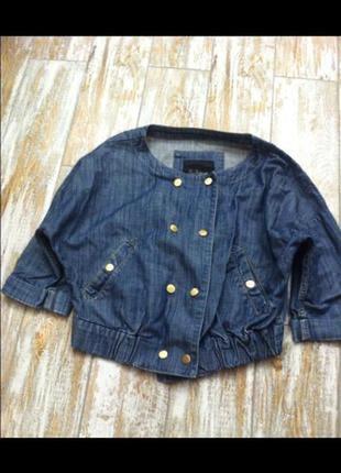 Стильная укороченная джинсовая куртка пиджак жакет оверсайз на кнопках kira plastinina xs1 фото