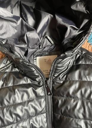 Zara кожаная куртка косуха осень утепленная черная 4 р2 фото