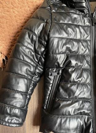 Zara кожаная куртка косуха осень утепленная черная 4 р3 фото