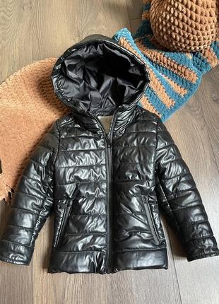 Zara кожаная куртка косуха осень утепленная черная 4 р5 фото