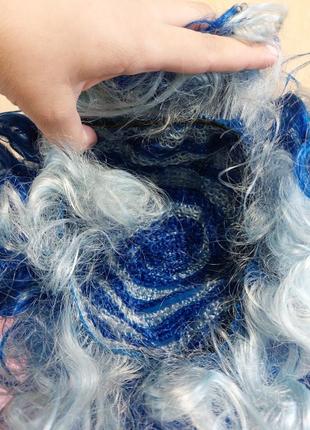 Карнавальный парик синяя - голубая5 фото