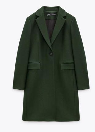 Вовняне пальто zara xl стильне оливкове пальто zara xl зелене пальто піджак zara демісезонне шерстяне пальто zara осіннє пальто casual3 фото