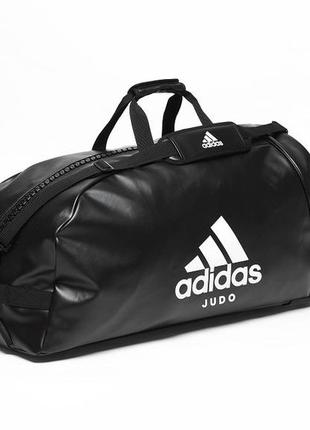 Дорожная сумка на колесах с белым логотипом judo | черная | adidas adiacc056j10 фото