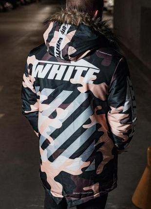 Куртка парка мужская зимняя off white - brown camo2 фото