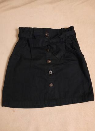 Юбка коттоновая,короткая,черного цвета 4