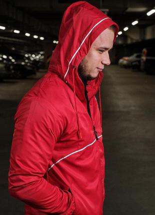 Куртка ветровка мужская lacoste красная2 фото