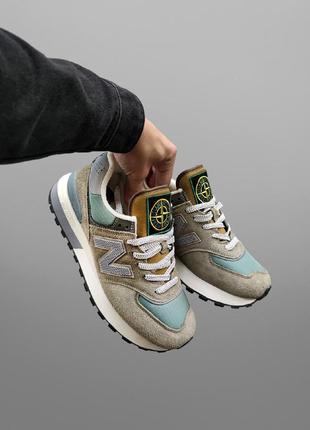 Stone island 🔝✔️©️ нью беланс 574 кроссовки new balance 574 замша текстиль пена резина стоун исланд1 фото