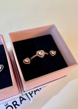 Pandora rose gold princess ring set clearance