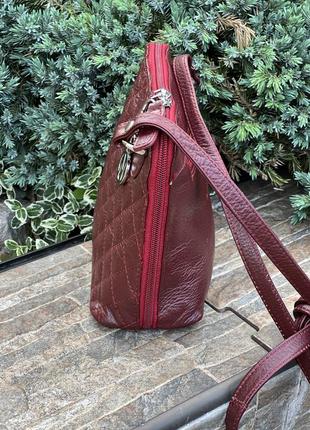 Nika нижняя стильная маленькая кожаная сумка кроссбоди бордо3 фото