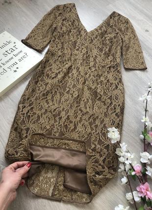 Шикарну мереживну сукню з золотистою люрексовою ниткою7 фото