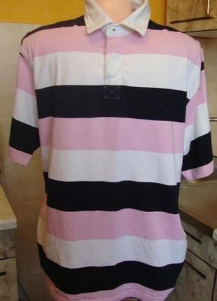 Поло теніска футболка чорно-біло-рожева stone bay by f&f