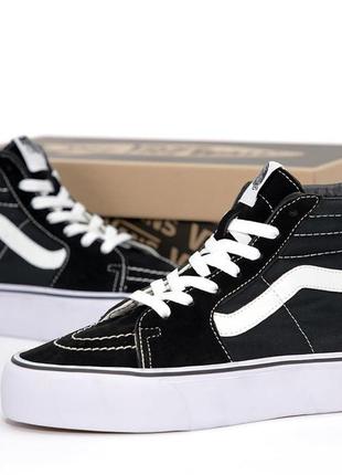 Кеды женские ванс олд скул vans old skool black white high platform, кеды ванс жэнкие высокие, кроссовки женские на толстой подошве3 фото