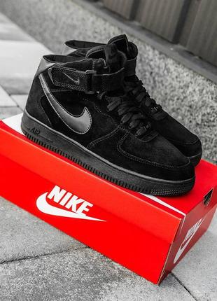 Мужские кроссовки найк аэр форс зимние nike air force high black winter❄️ мужские зимние кроссовки найк форс чёрные