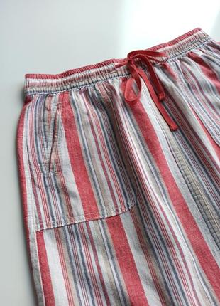 Красивая стильная летняя юбка из натуральной ткани в горизонтальную полоску5 фото