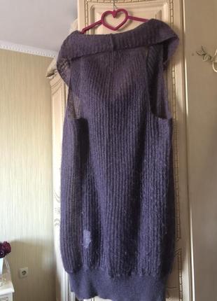 Стильный мохеровый жилет туника жилетка, натуральный мохер, plein sud jeanius