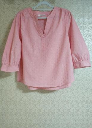 Актуальная блуза блузка рубашка ришелье прошва нежно-розовый бренд gerry weber немечья