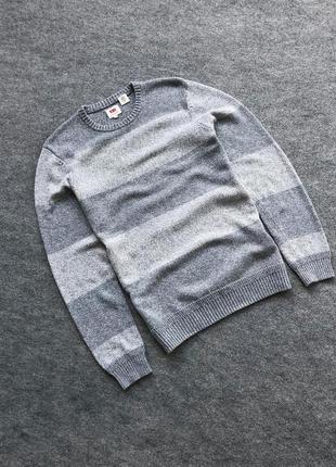 Вʼязаний светр, джемпер levi’s knitted striped cotton sweater grey