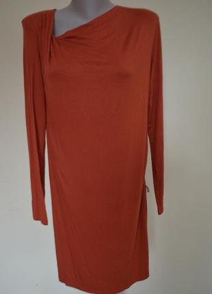 Шикарное фирменное платье свободного фасона терракотового цвета длинный рукав2 фото