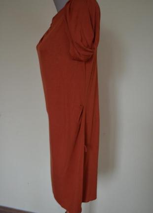 Шикарное фирменное платье свободного фасона терракотового цвета длинный рукав4 фото