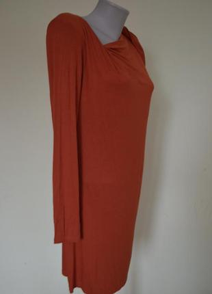 Шикарное фирменное платье свободного фасона терракотового цвета длинный рукав5 фото