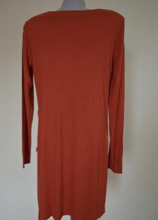Шикарное фирменное платье свободного фасона терракотового цвета длинный рукав6 фото