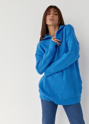 Яркий свитер,кофта с горловиною на молнии,свитер туника,кофта туніка,теплий светр,тёплая кофта,вʼязаний светр2 фото