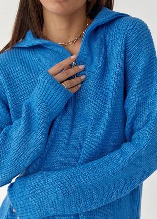 Яркий свитер,кофта с горловиною на молнии,свитер туника,кофта туніка,теплий светр,тёплая кофта,вʼязаний светр3 фото
