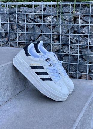 Женские кроссовки adidas gazelle bold white black 36-37-38-39-40