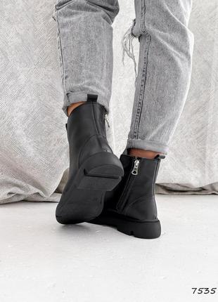 Стильные топовые черные ботинки женские, весенняя, осенние, деми, кожаные/кожа-женская обувь на осень 20237 фото
