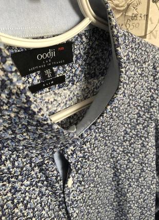 Стильная голубая приталенная мужская рубашка с принотом. oodji. р.46-48 #розвантажуюсь4 фото