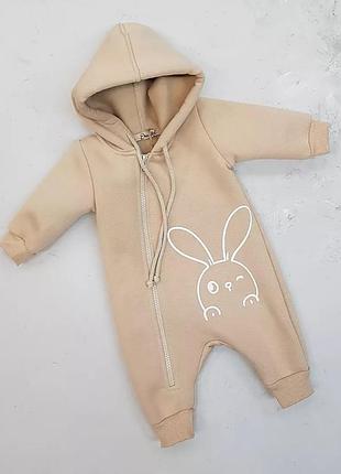 Теплый комбинезон с начесом для малыша р.74