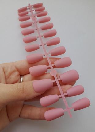 Ногти накладные розовые матовые, набор накладных ногтей 24 шт1 фото