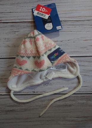 Дитяча зимова шапка, шапка на малишку, шапочка на дівчинку, euro 62/68 (2 - 6 міс), lupilu, німеччин2 фото