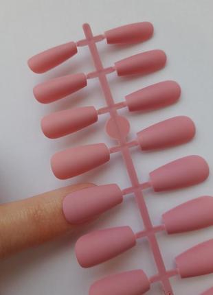 Ногти накладные розовые матовые, набор накладных ногтей 24 шт2 фото